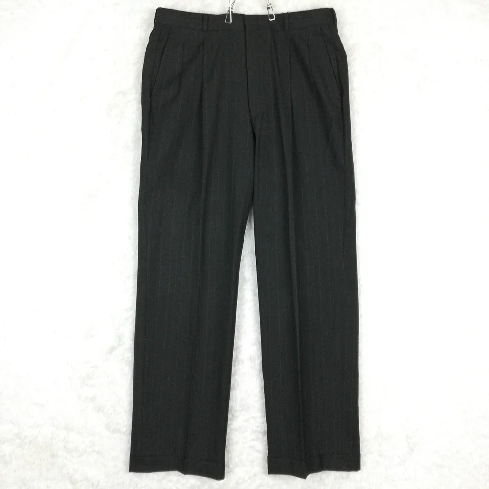 Christian Brooks Mens Suit Blazer Jacket Pants 100% Pure Wool Gray‎ Plaid 40